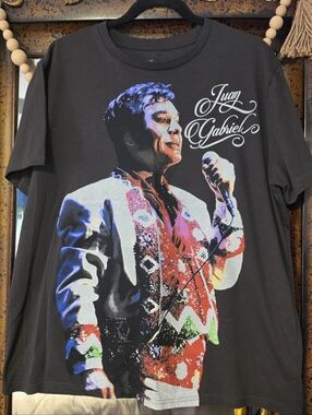 Target Black Juan Gabriel Graphic Tee with Red, Blue & Green Print